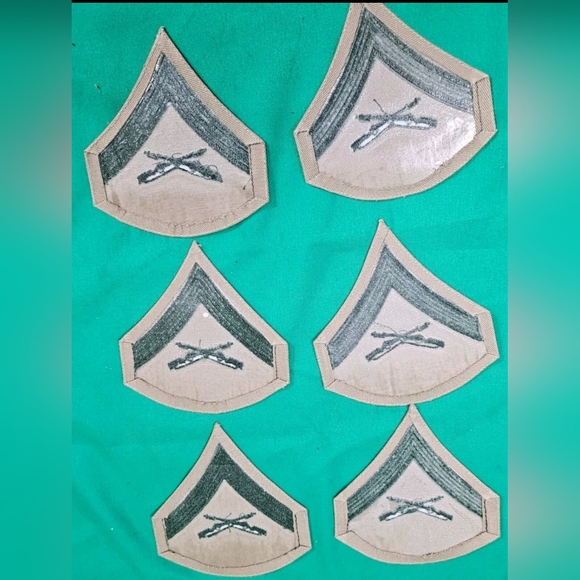 Vintage USMC Marine Corporal Crossed Rifles Khaki Green Chevron Patch Lot Of 6 - Picture 2 of 7